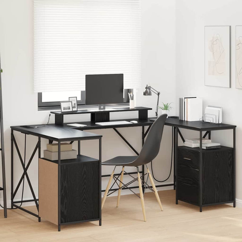 Birou Stejar Negru Lemn prelucrat 182 x 101 x 87,5 cm