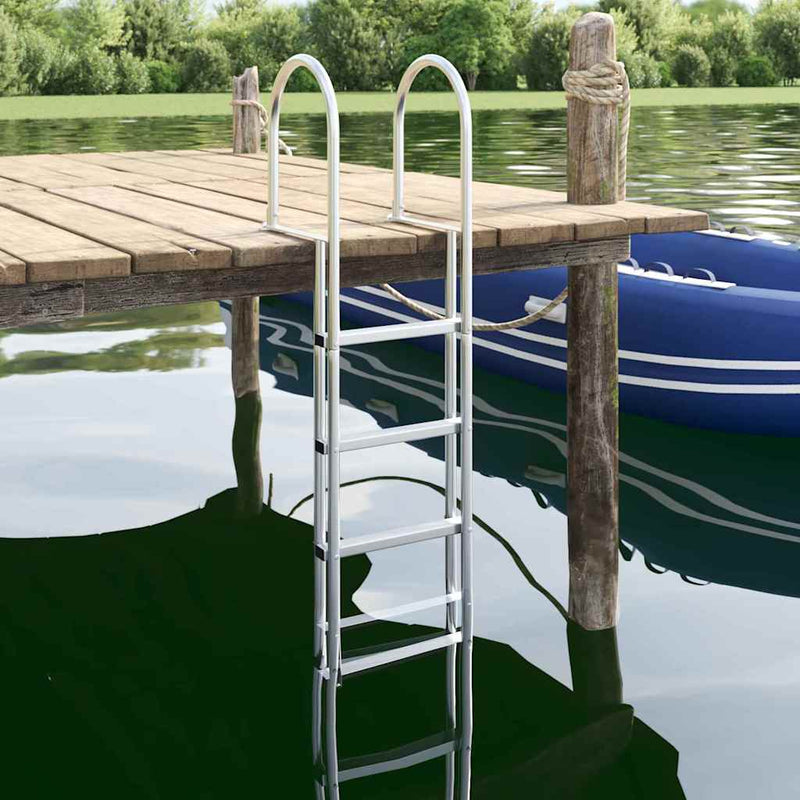 Scară de doc cu 4 trepte Argintiu 45 ×11,5 ×162 cm Aluminiu
