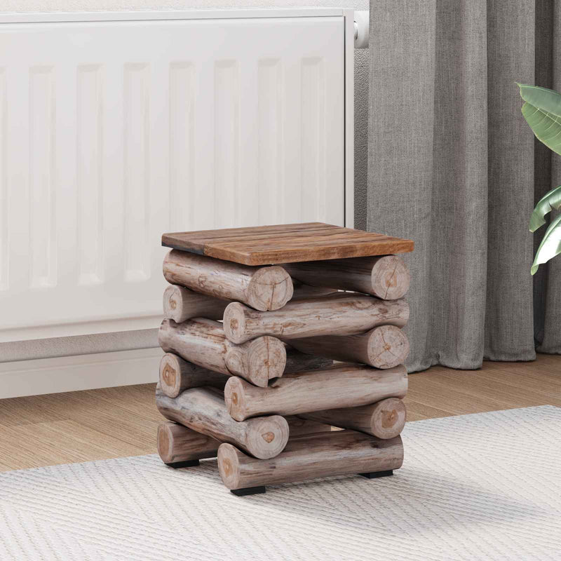 Taburet natural Lemn solid de tec