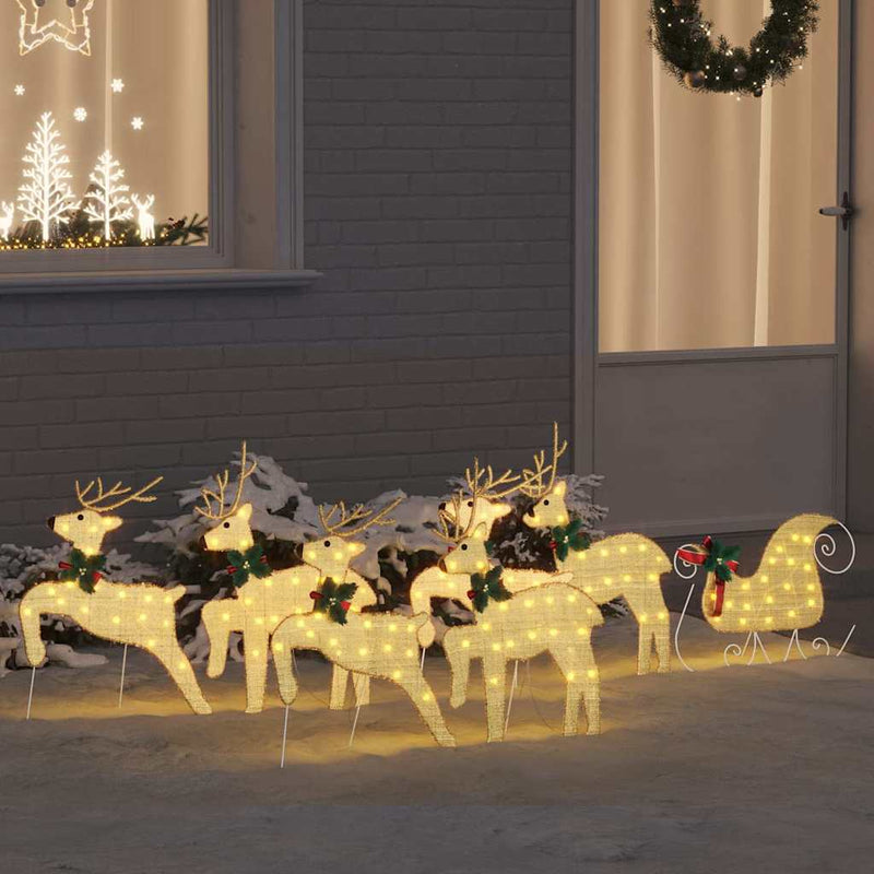 Reni LED 7 buc. Auriu 43 x 18 x 66 cm țesătură