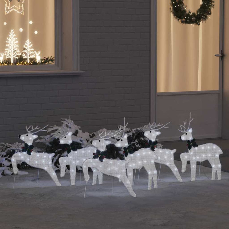 Reni LED 6 buc. Argintiu 45 x 19 x 65 cm țesătură
