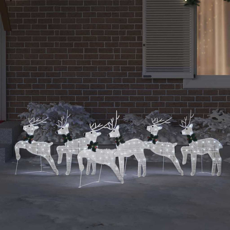 Reni LED 6 buc. Argintiu 45 x 19 x 65 cm țesătură