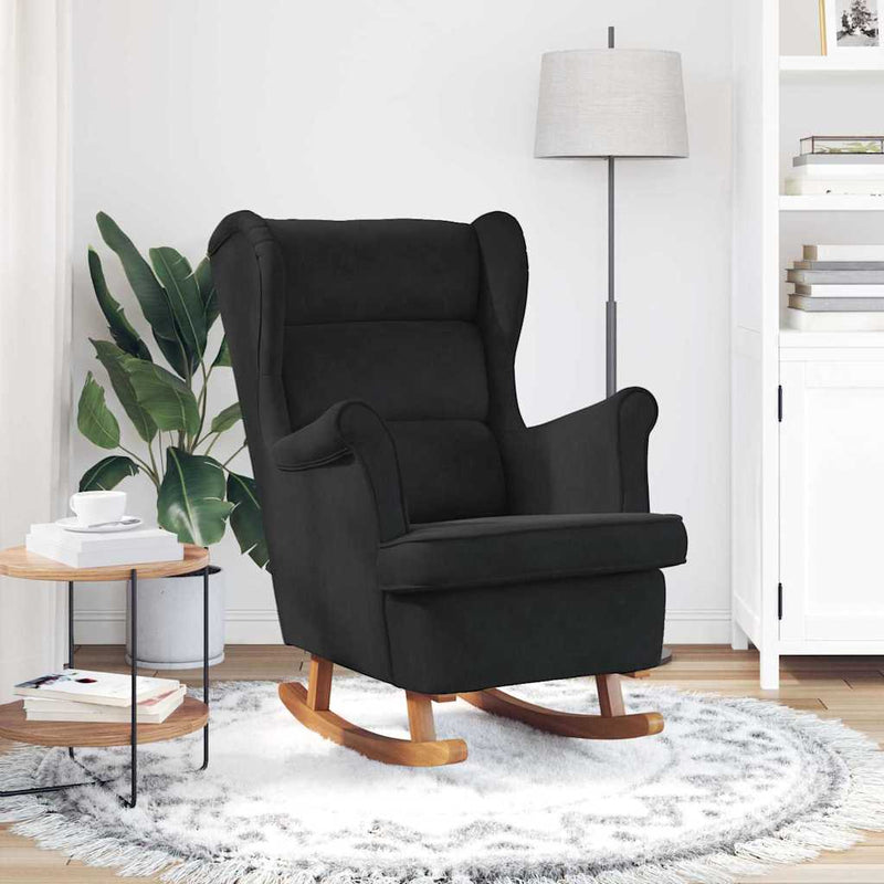Scaun balansoar cu pernă Negru 92 x 71 x 100 cm placaj