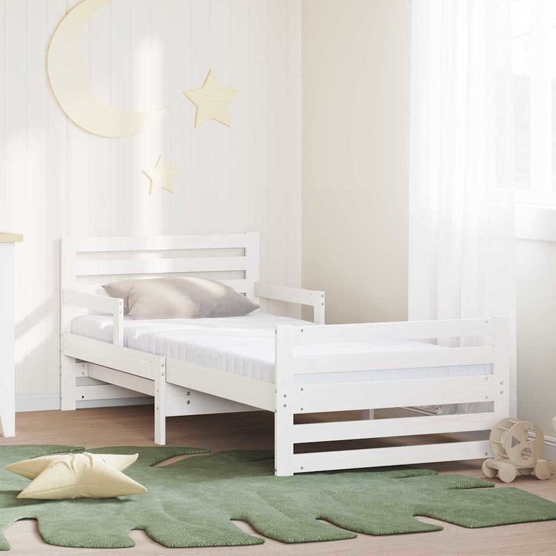 Cadru de pat cu saltea extensibilă cu headboard Alb 80 x 200 cm