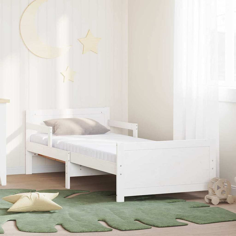Cadru de pat cu saltea extensibilă cu headboard Alb 80 x 200 cm