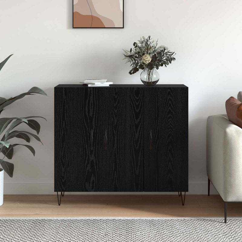 Bufet Stejar Negru 90 x 32,5 x 80 cm Lemn prelucrat