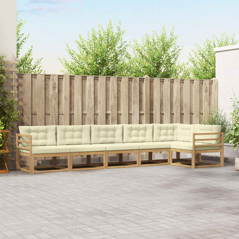 Set de canapele de exterior 4 buc. Alb și crem Poliester