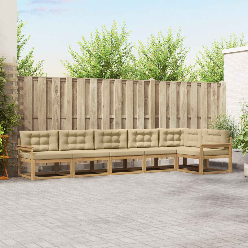 Set de canapele de exterior 4 buc. Alb și Bej Poliester