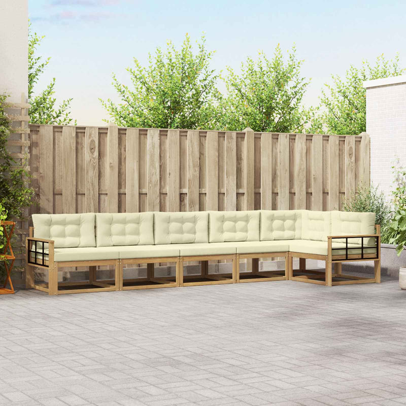 Set de canapele de exterior 4 buc. Alb și crem Poliester