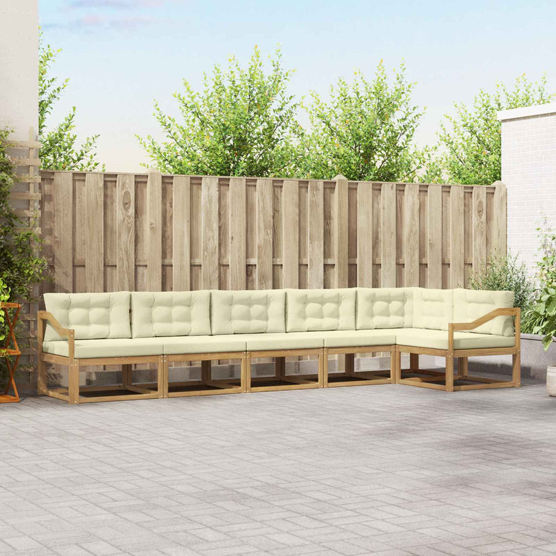 Set de canapele de exterior 4 buc. Alb și crem Poliester