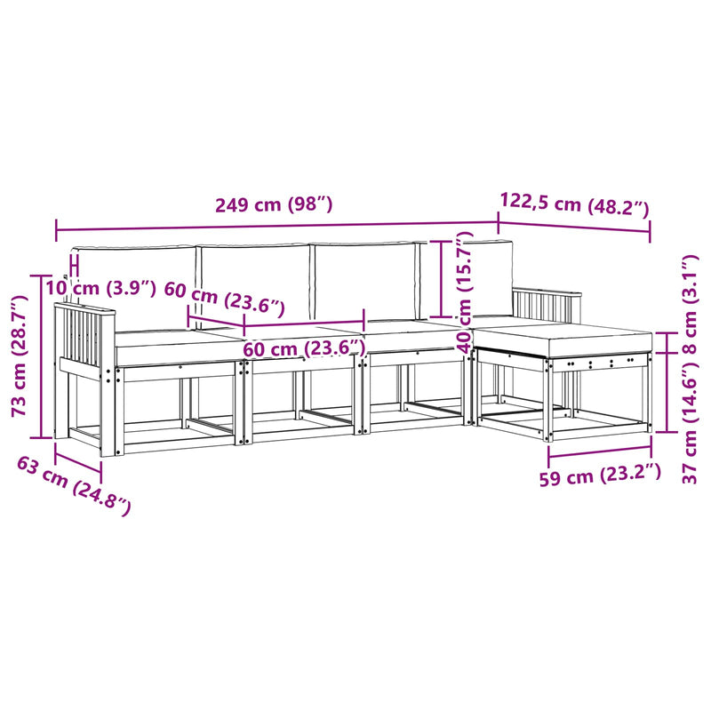 Set de canapele de exterior 5 buc. Alb și Bej