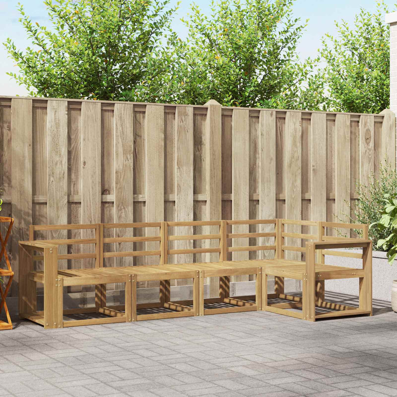 Set de canapele de exterior 5 buc. Alb Lemn Solid de Acacia