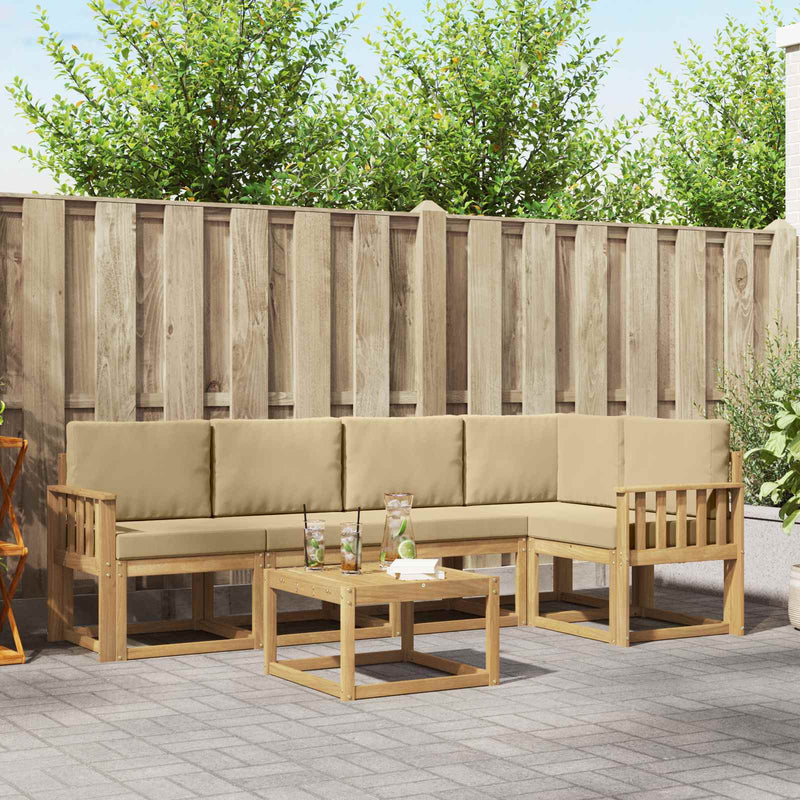 Set de canapele de exterior 6 buc. Alb și Bej
