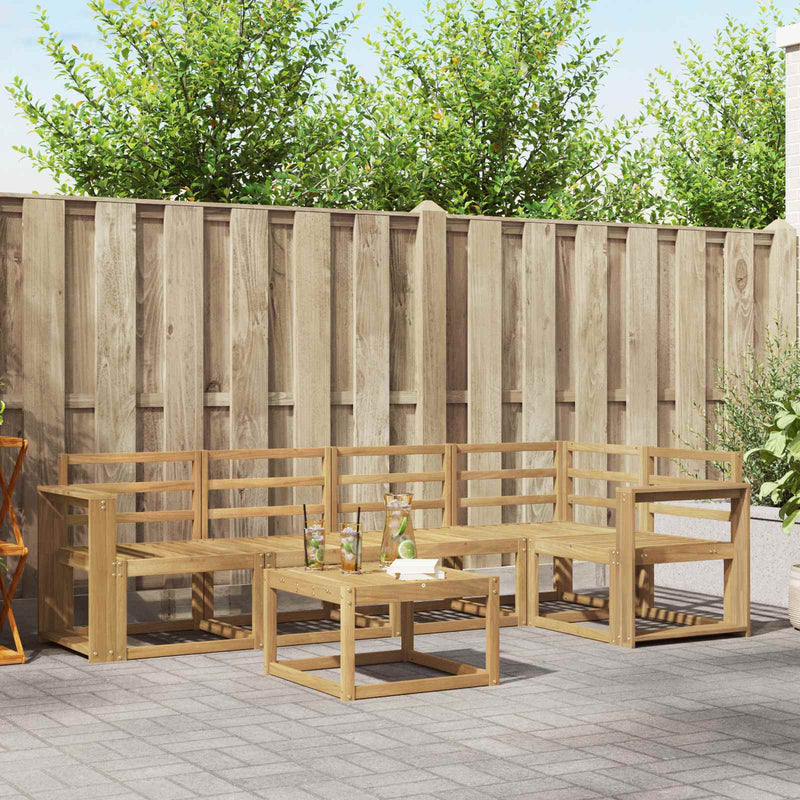 Set de canapele de exterior 6 buc. Alb Lemn Solid de Acacia