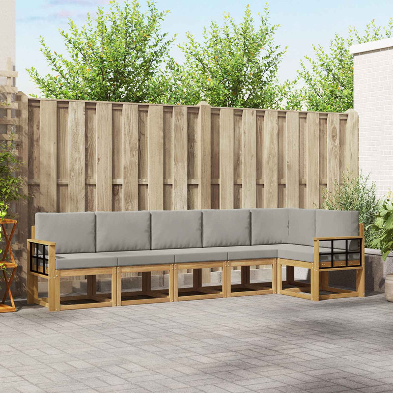 Set de canapele de exterior 6 buc. Alb și gri deschis