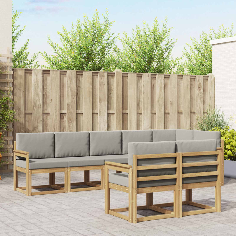 Set de canapele de exterior 8 buc. Alb și gri deschis