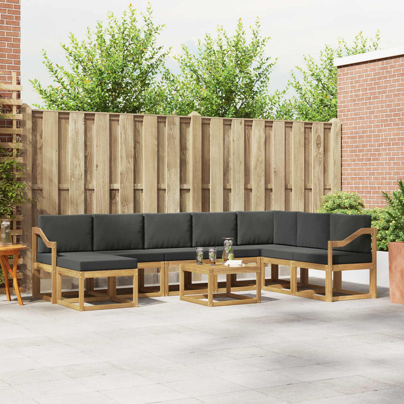 Set de canapele de exterior 9 buc. Alb și antracit