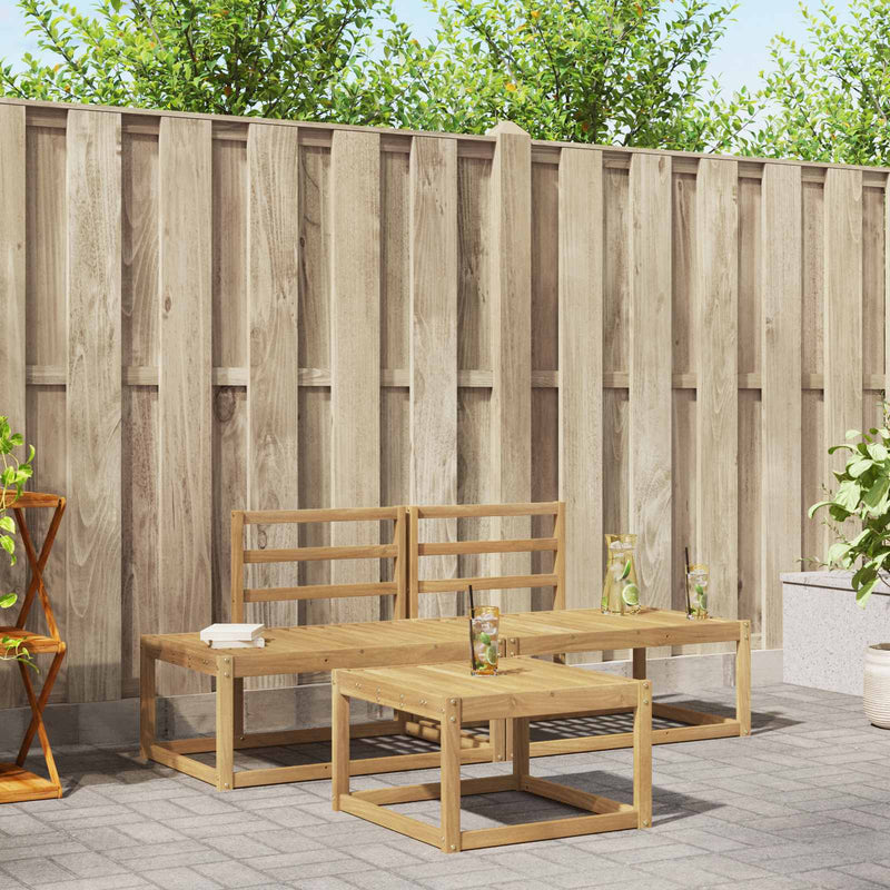 Set de canapele de exterior 3 buc. Alb Lemn Solid de Acacia