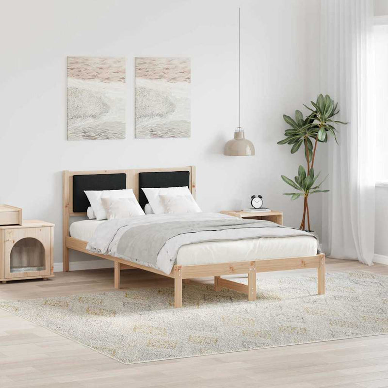 Cadru de pat cu headboard Negru 120 x 190 cm Lemn de pin masiv