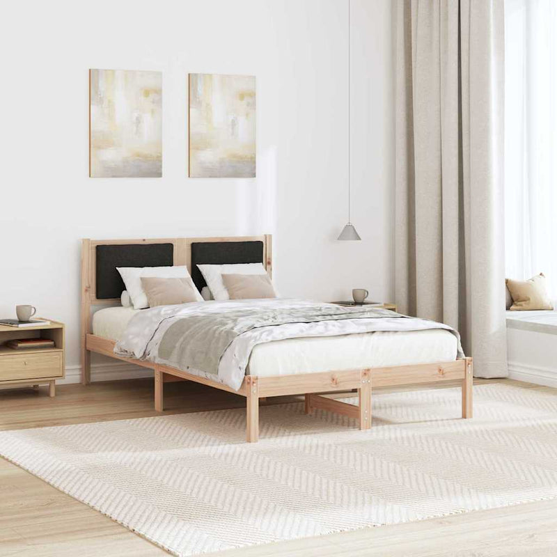 Cadru de pat cu headboard Negru 120 x 190 cm Lemn de pin masiv