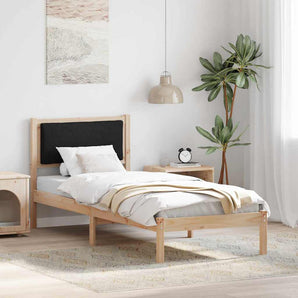 Cadru de pat cu headboard Negru 80 x 200 cm Lemn de pin masiv