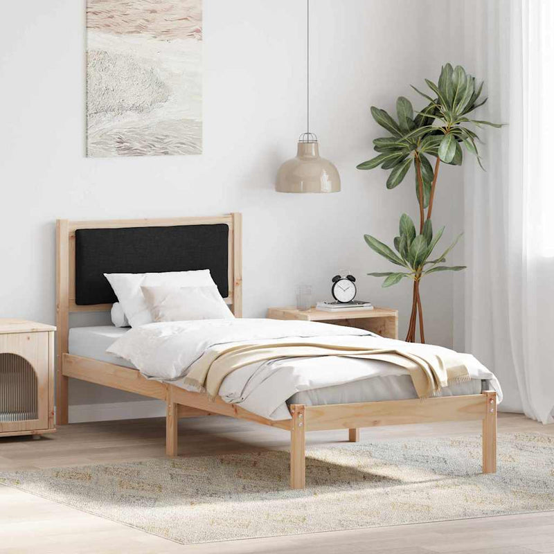 Cadru de pat cu headboard Negru 80 x 200 cm Lemn de pin masiv