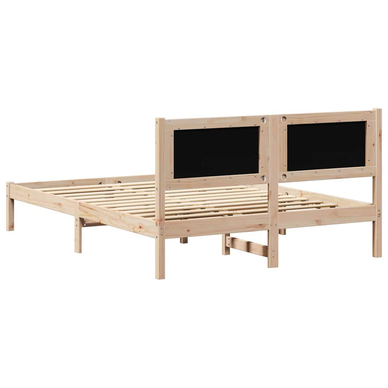 Cadru de pat cu headboard Negru 150 x 200 cm Lemn de pin masiv