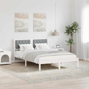 Cadru de pat Gri deschis 150 x 200 cm Lemn de pin masiv