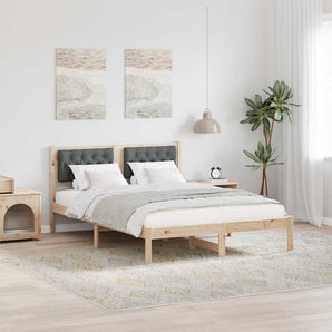 Cadru de pat Gri închis 140 x 200 cm Lemn de pin masiv