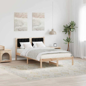 Cadru de pat cu headboard Negru 120 x 200 cm Lemn de pin masiv