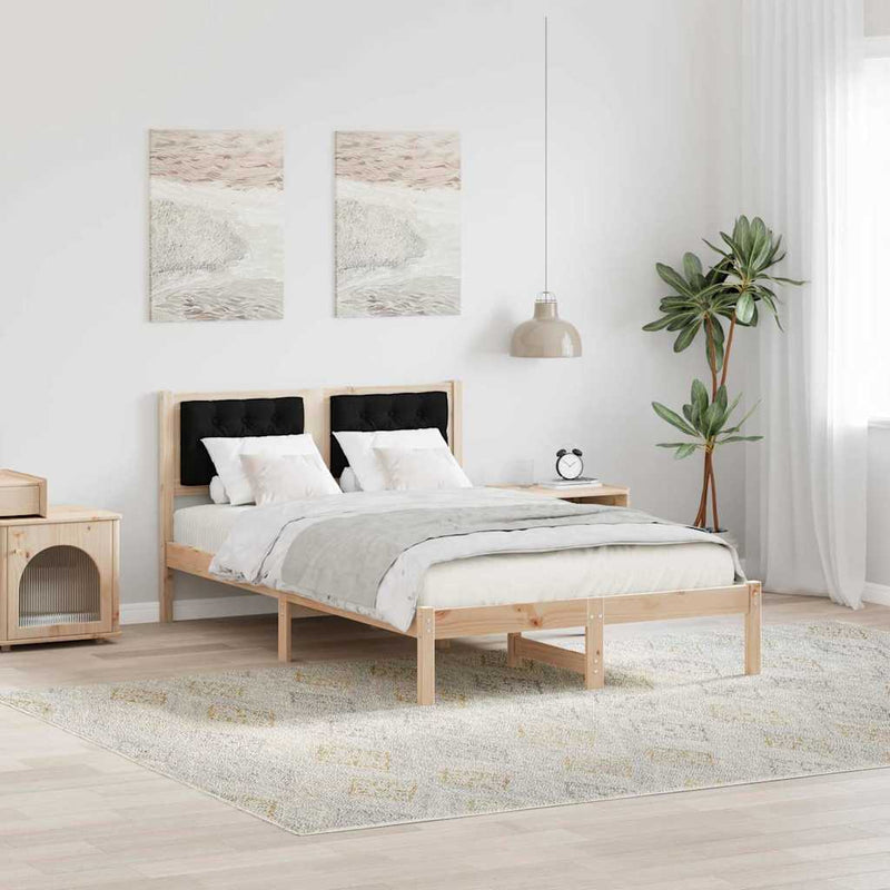 Cadru de pat cu headboard Negru 120 x 200 cm Lemn de pin masiv