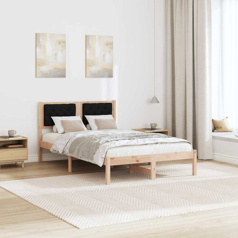 Cadru de pat cu headboard Negru 120 x 200 cm Lemn de pin masiv