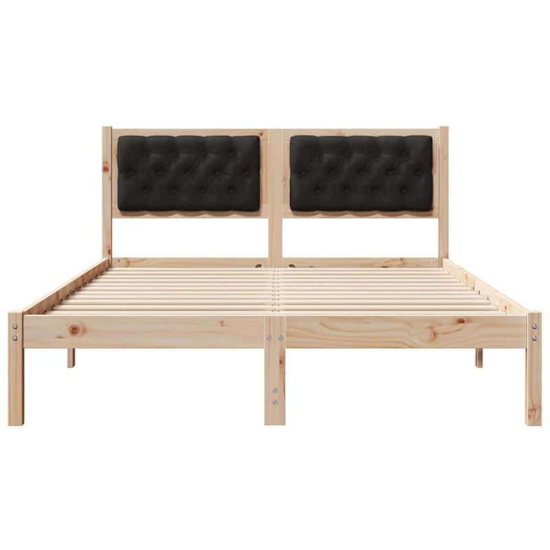 Cadru de pat cu headboard Negru 140 x 190 cm Lemn de pin masiv
