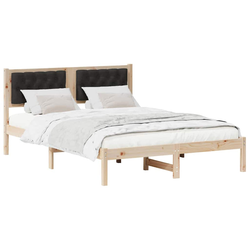 Cadru de pat cu headboard Negru 140 x 190 cm Lemn de pin masiv