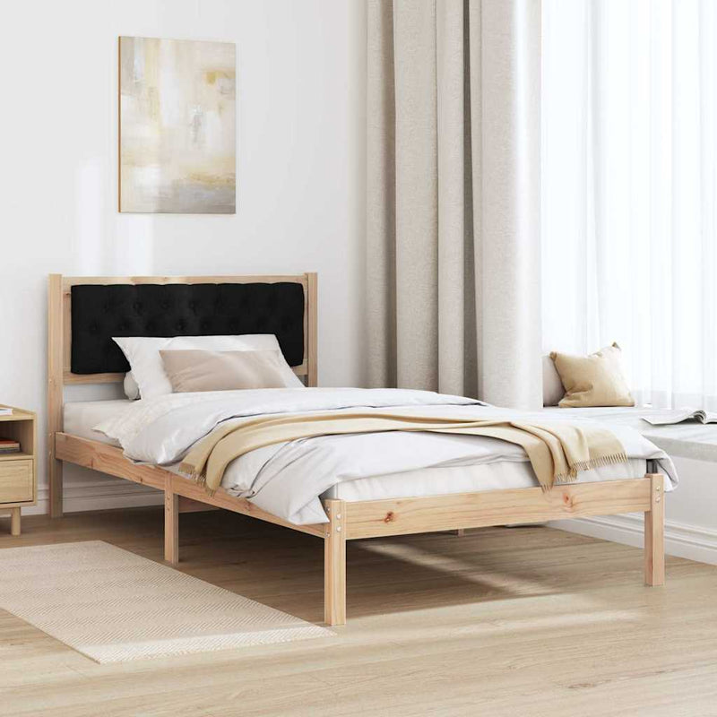 Cadru de pat cu headboard Negru 100 x 200 cm Lemn de pin masiv