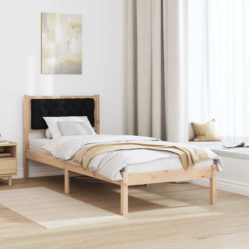 Cadru de pat cu headboard Negru 80 x 200 cm Lemn de pin masiv