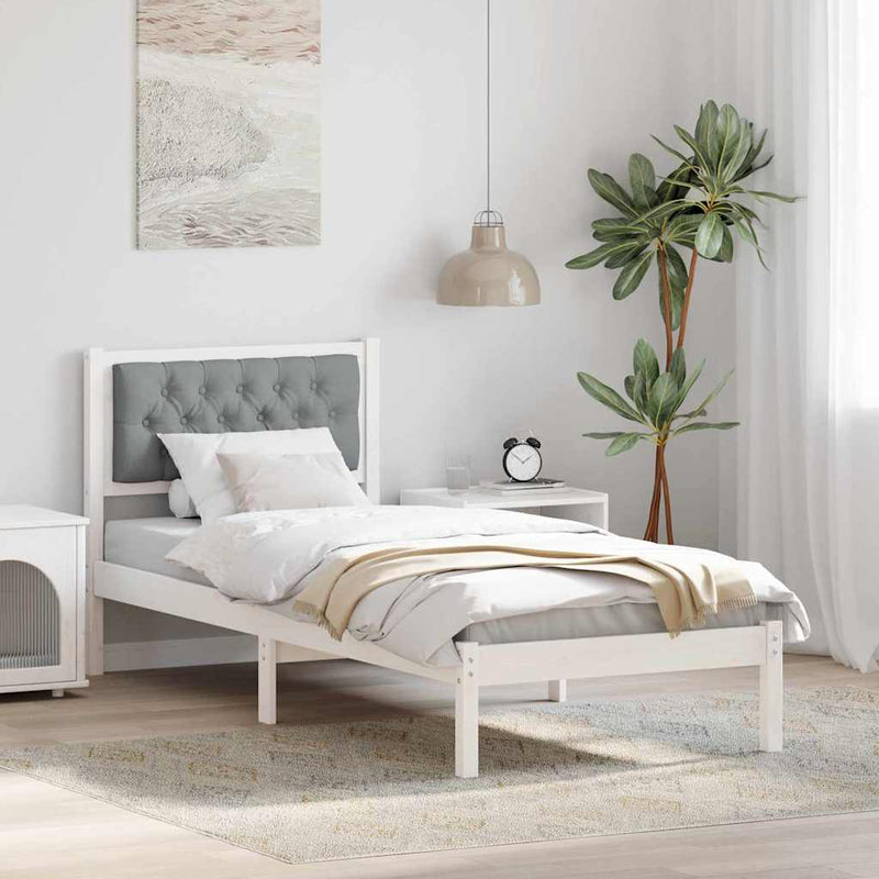 Cadru de pat Gri deschis 90 x 190 cm Lemn de pin masiv