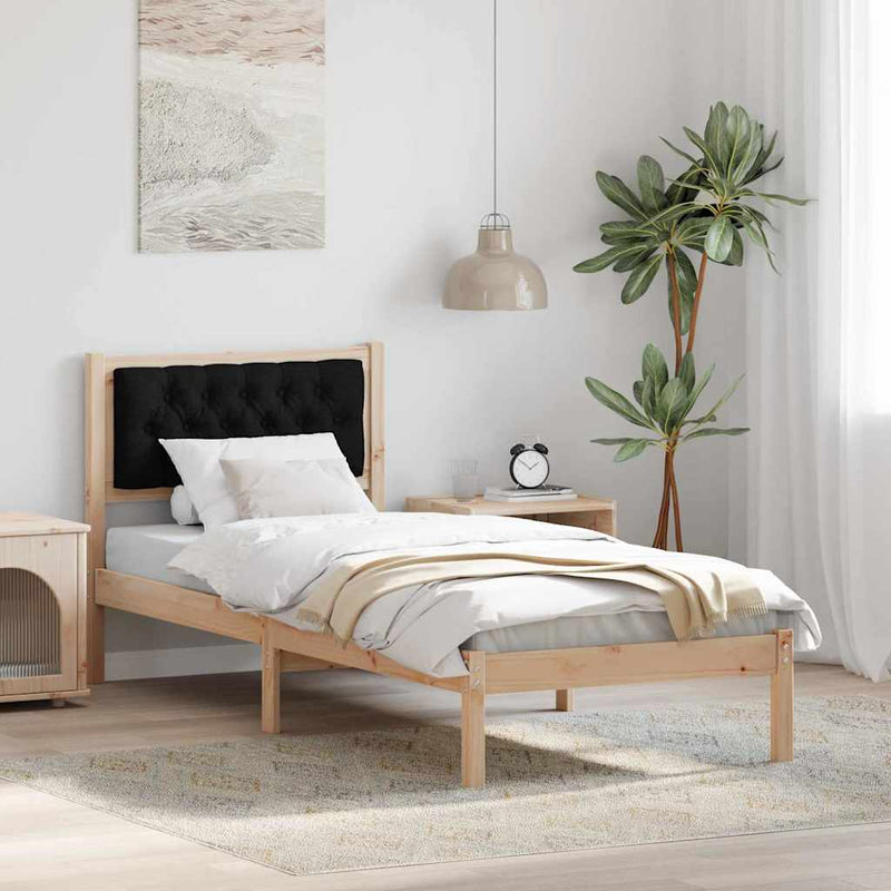 Cadru de pat cu headboard Negru 75 x 190 cm Lemn de pin masiv
