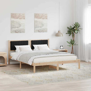 Cadru de pat cu tăblie tapițată cu headboard Negru 160 x 200 cm