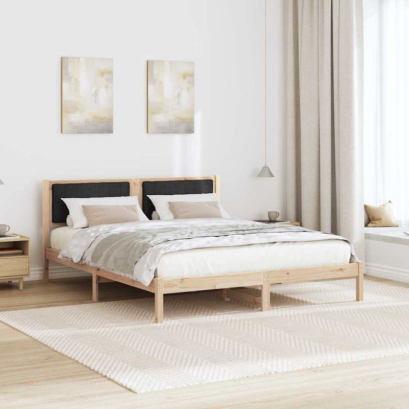 Cadru de pat cu tăblie tapițată cu headboard Negru 150 x 200 cm