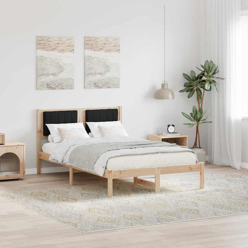 Cadru de pat cu tăblie tapițată cu headboard Negru 120 x 200 cm