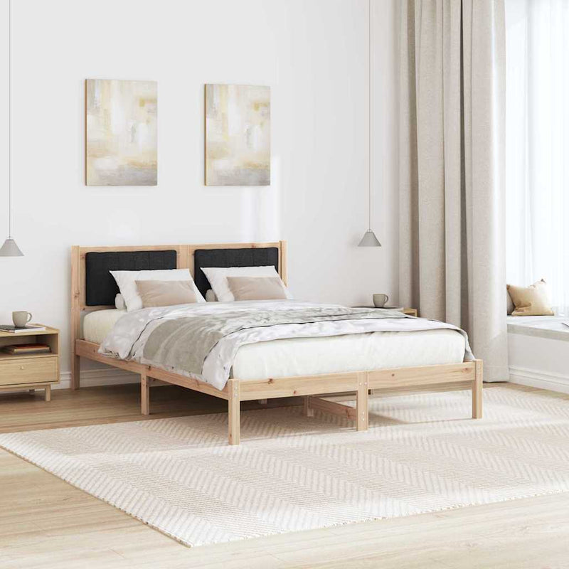 Cadru de pat cu tăblie tapițată cu headboard Negru 140 x 190 cm