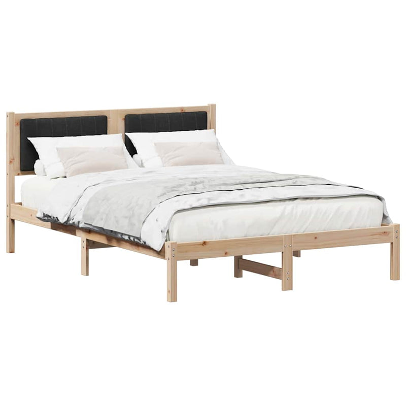 Cadru de pat cu tăblie tapițată cu headboard Negru 140 x 190 cm