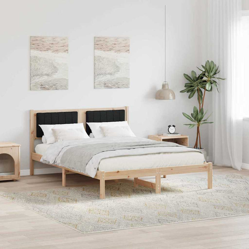 Cadru de pat cu tăblie tapițată cu headboard Negru 120 x 190 cm