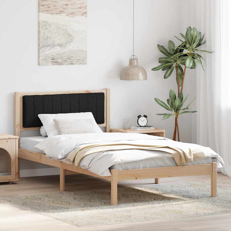 Cadru de pat cu tăblie tapițată cu headboard Negru 100 x 200 cm