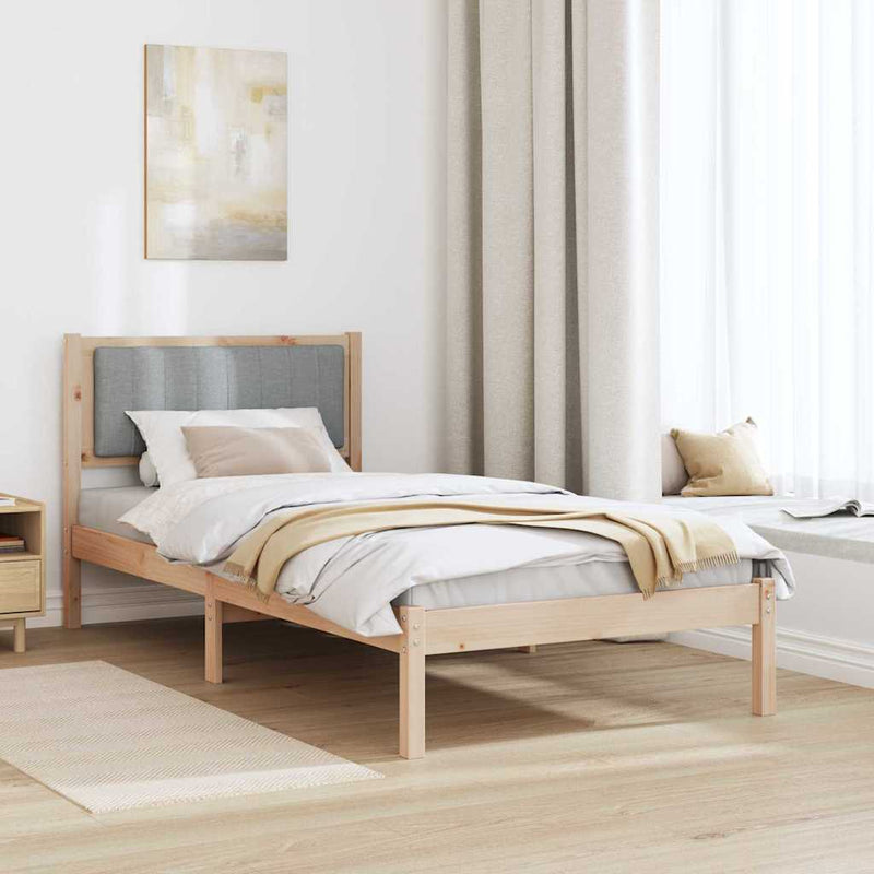 Cadru de pat cu tăblie tapițată Gri deschis 90 x 200 cm