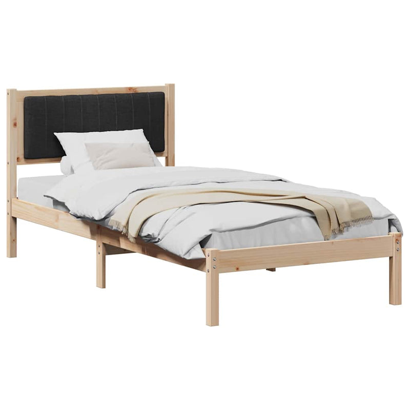 Cadru de pat cu tăblie tapițată cu headboard Negru 90 x 200 cm