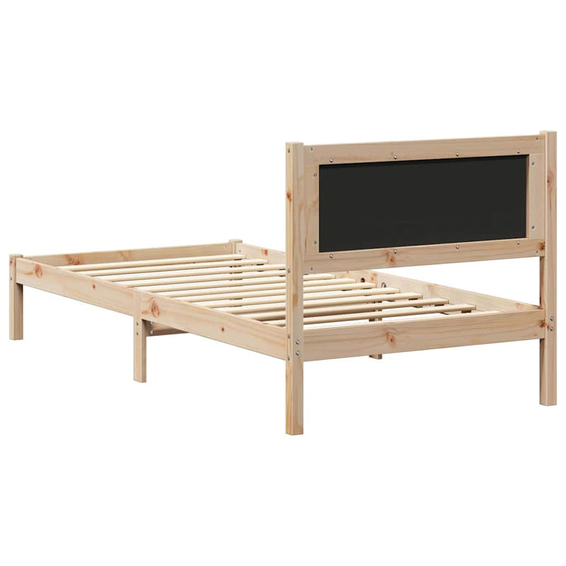 Cadru de pat cu tăblie tapițată Gri închis 90 x 190 cm