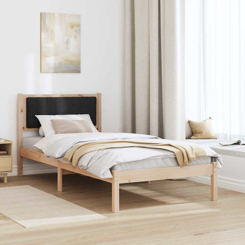Cadru de pat cu tăblie tapițată cu headboard Negru 90 x 190 cm