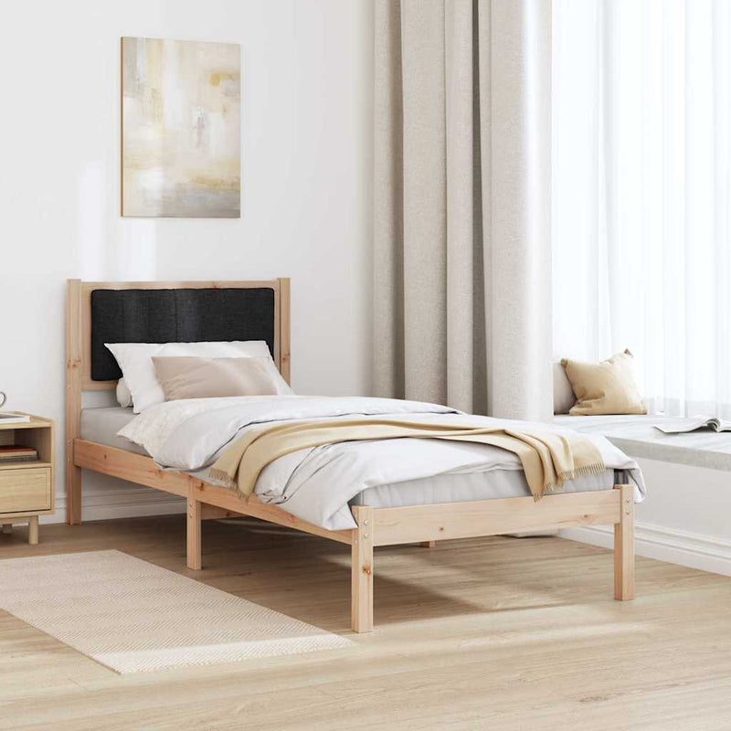 Cadru de pat cu tăblie tapițată cu headboard Negru 75 x 190 cm